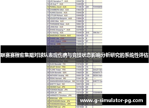 联赛赛程密集期对球队表现伤病与竞技状态影响分析研究的系统性评估